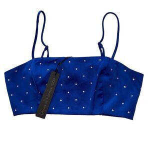 House Of Harlow NWT Crop Top Satin Rhinestone Rave Spacecore AvantGarde Blue XS